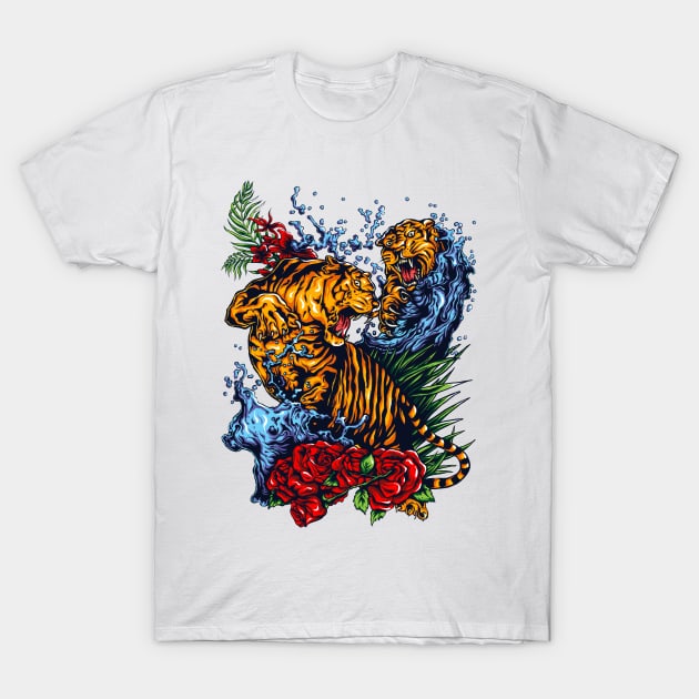 Tigers Fight T-Shirt by Artwork Simpson